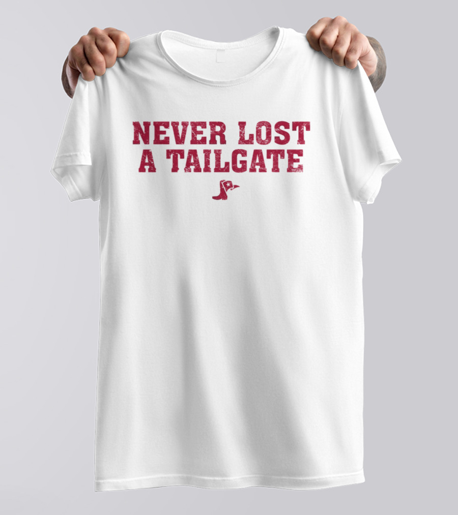 Never Lost A Tailgate Football Spirit Boot T-Shirt