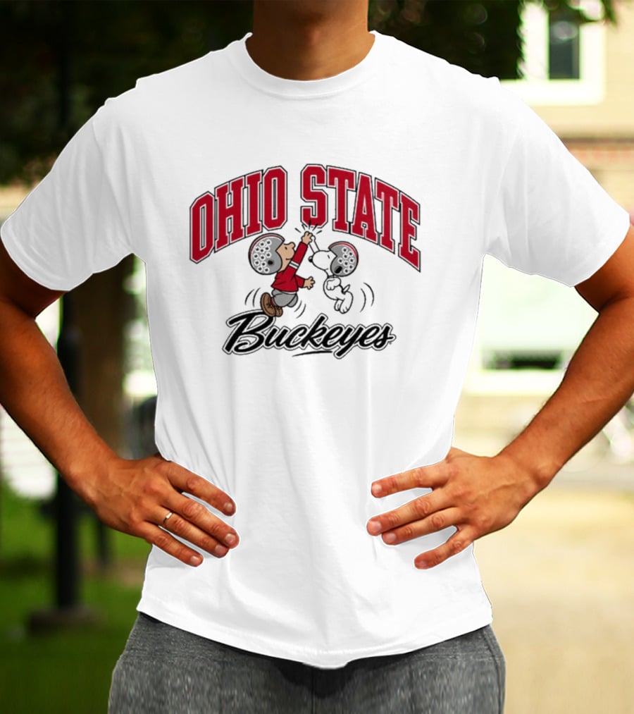 Ohio State Buckeyes Peanuts Characters Football Collaboration T-Shirt