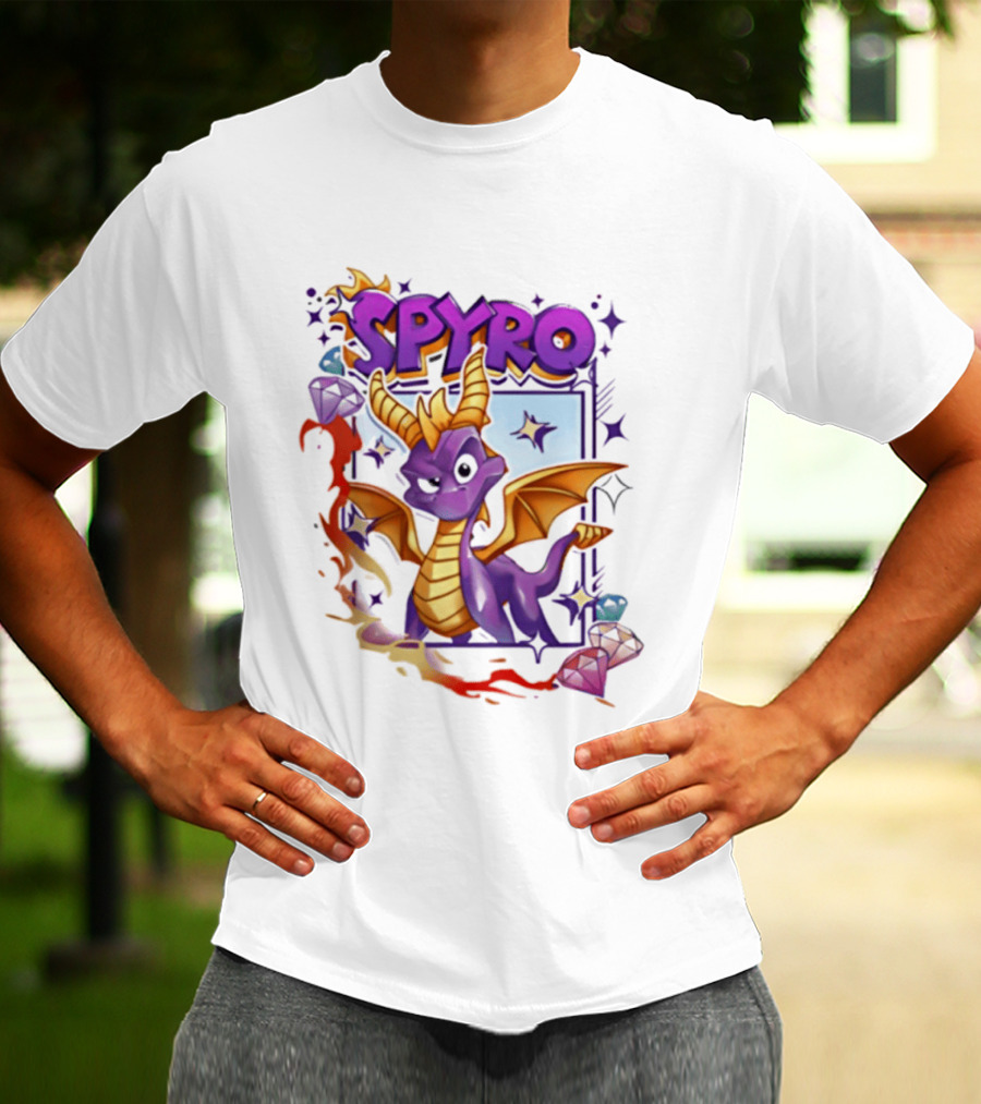 Spyro Purple Dragon Cartoon Polaroid Adventure T-Shirt