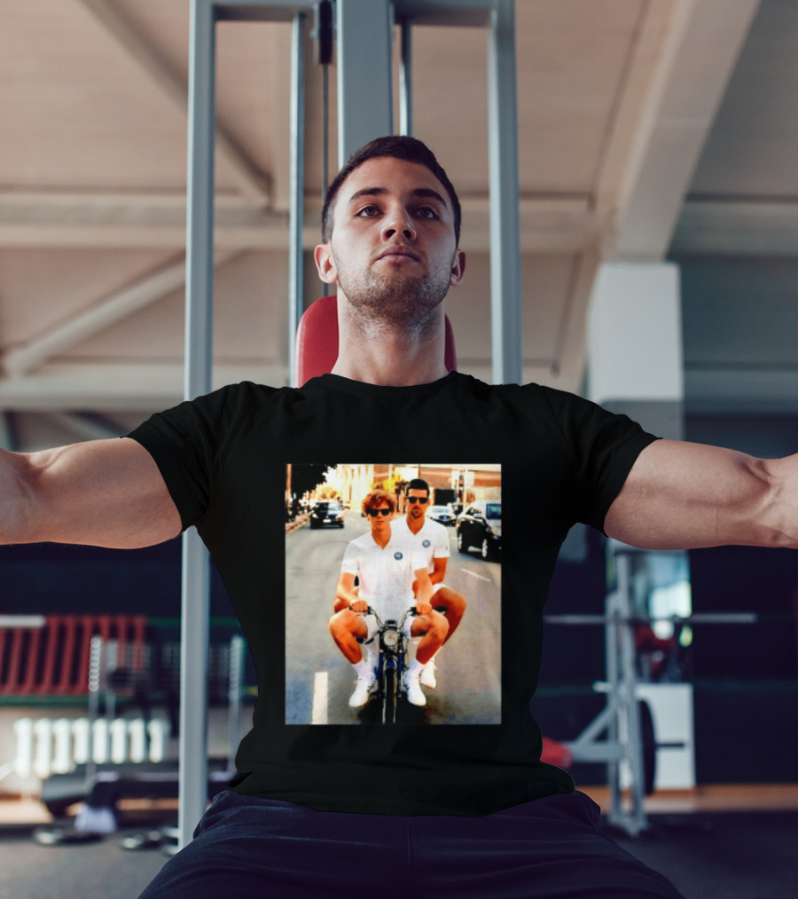 Jannik Sinner Novak Djokovic 2026 Motorcycle Ride Tennis Stars T-Shirt