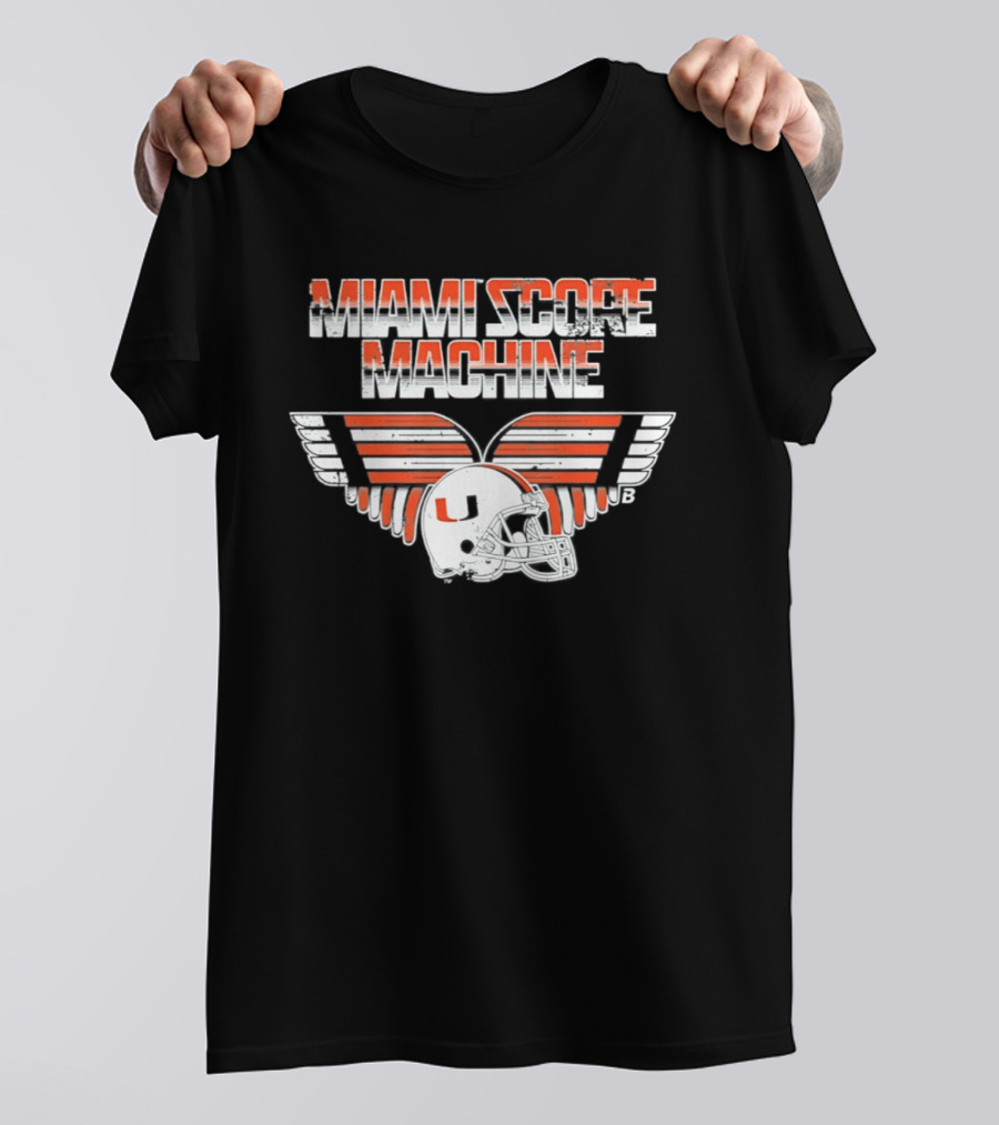 Miami Hurricanes NCAA Football Miami Score Machine Helmet T-Shirt