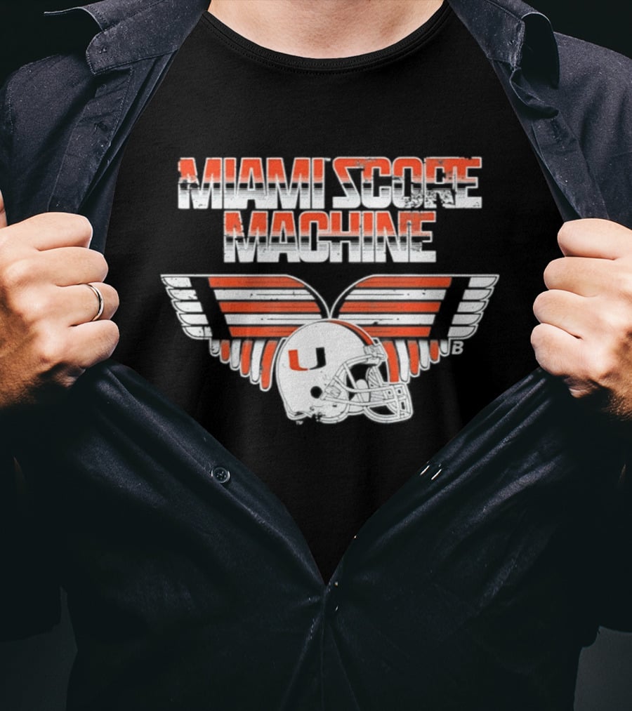 Miami Hurricanes NCAA Football Miami Score Machine Helmet T-Shirt