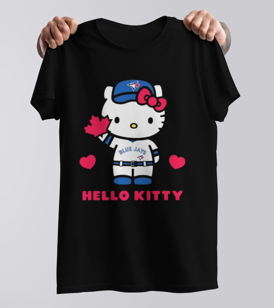 Hello Kitty Blue Jays 2026 With Maple Leaf And Hearts T-Shirt