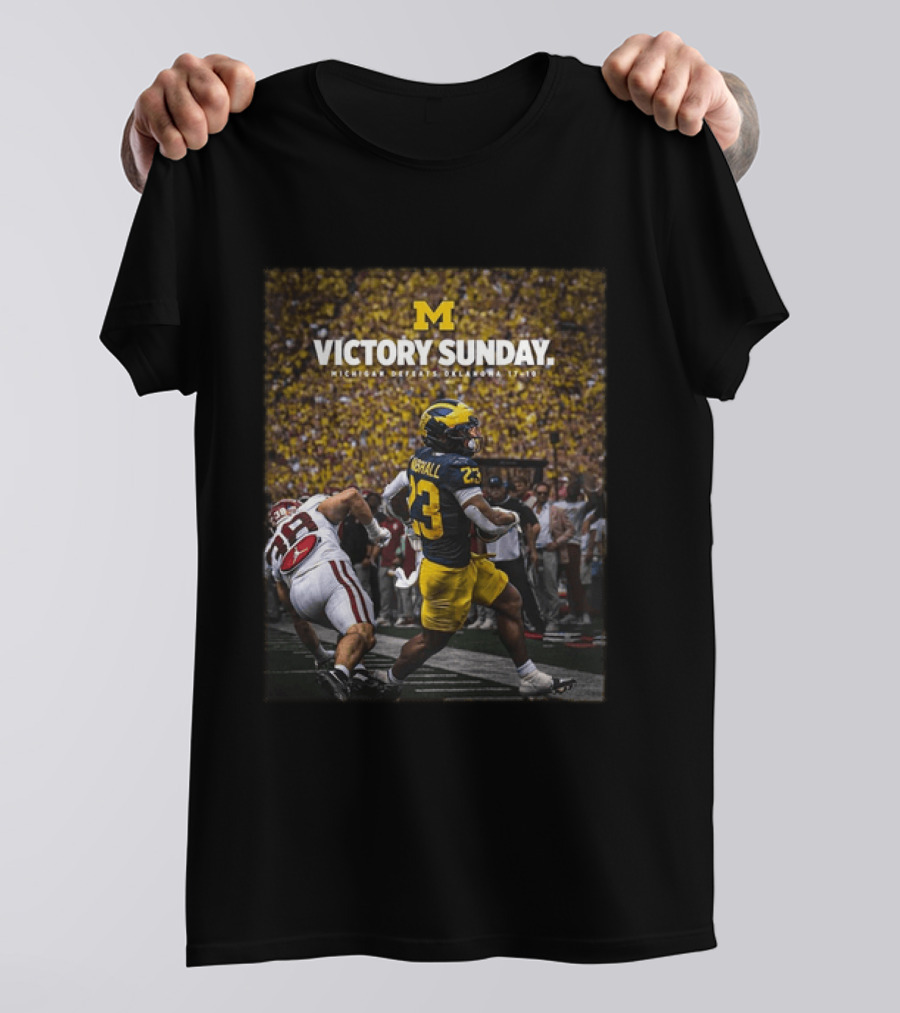 M Victory Sunday Michigan Defeats Oklahoma 10 10 College Football T-Shirt