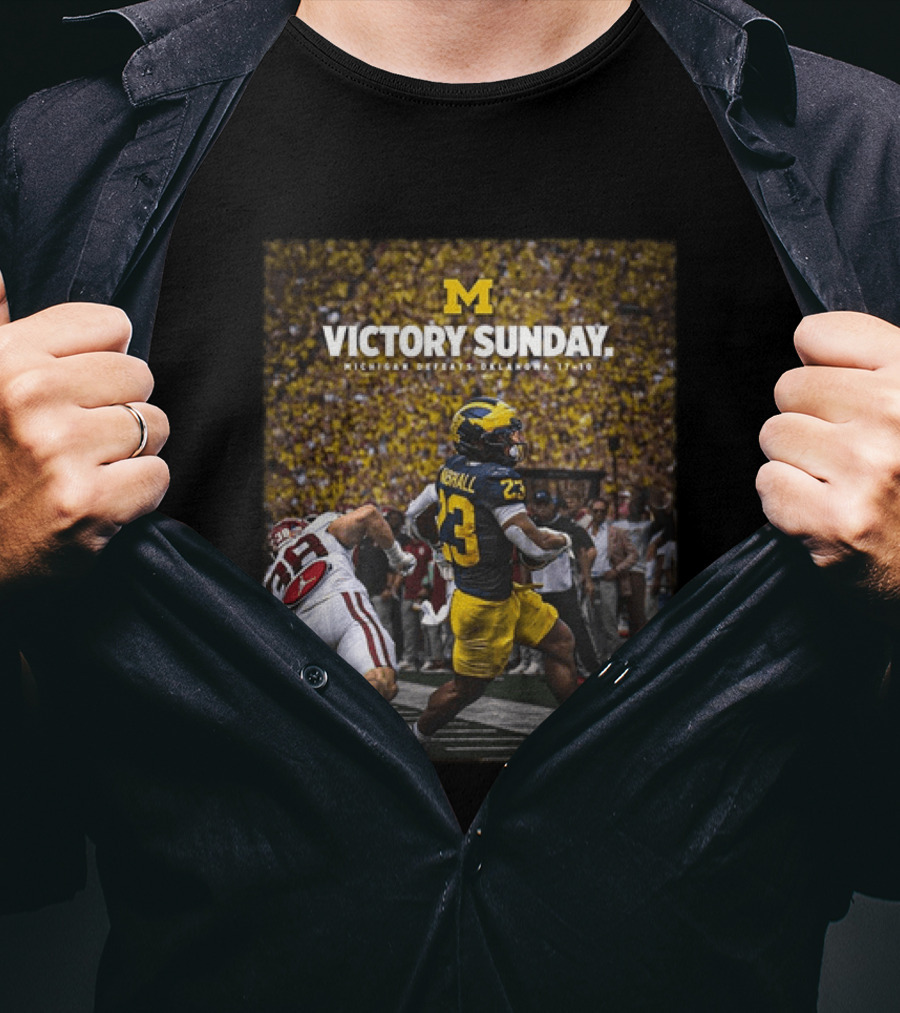 M Victory Sunday Michigan Defeats Oklahoma 10 10 College Football T-Shirt