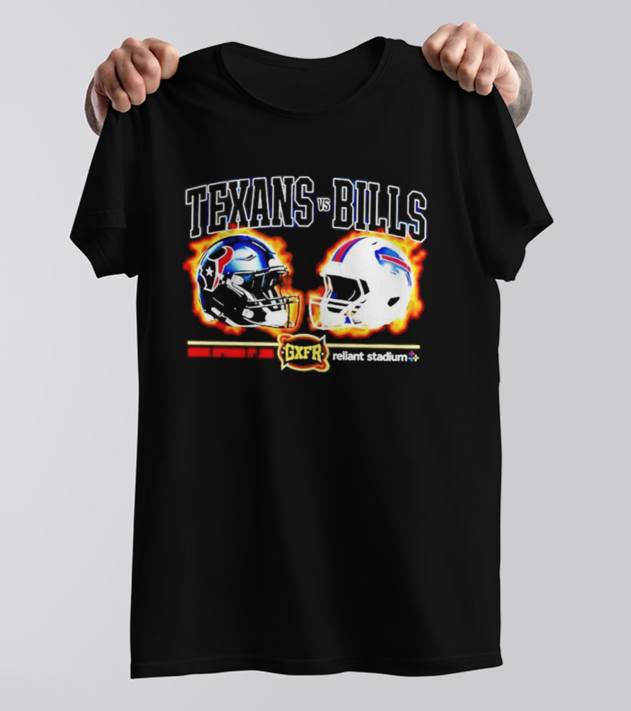 Texans Bills Helmet Showdown Vintage Style Game Day Football T-Shirt