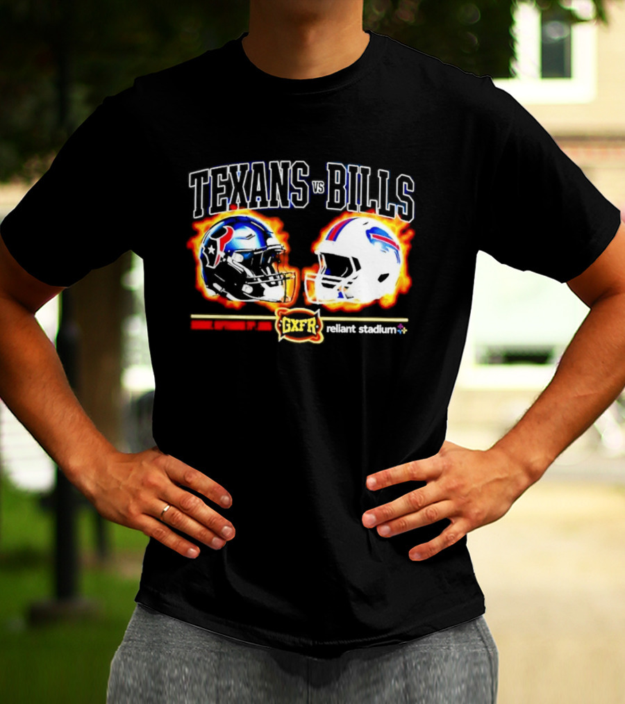 Texans Bills Helmet Showdown Vintage Style Game Day Football T-Shirt
