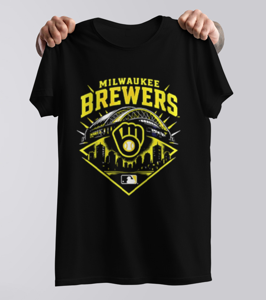 Milwaukee Brewers Skyline Baseball MLB Postseason 2026 Win Our Way Stadium T-Shirt