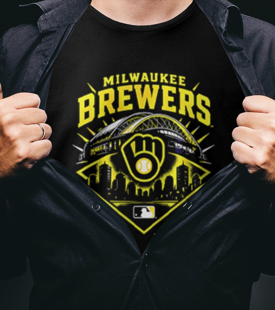Milwaukee Brewers Skyline Baseball MLB Postseason 2026 Win Our Way Stadium T-Shirt