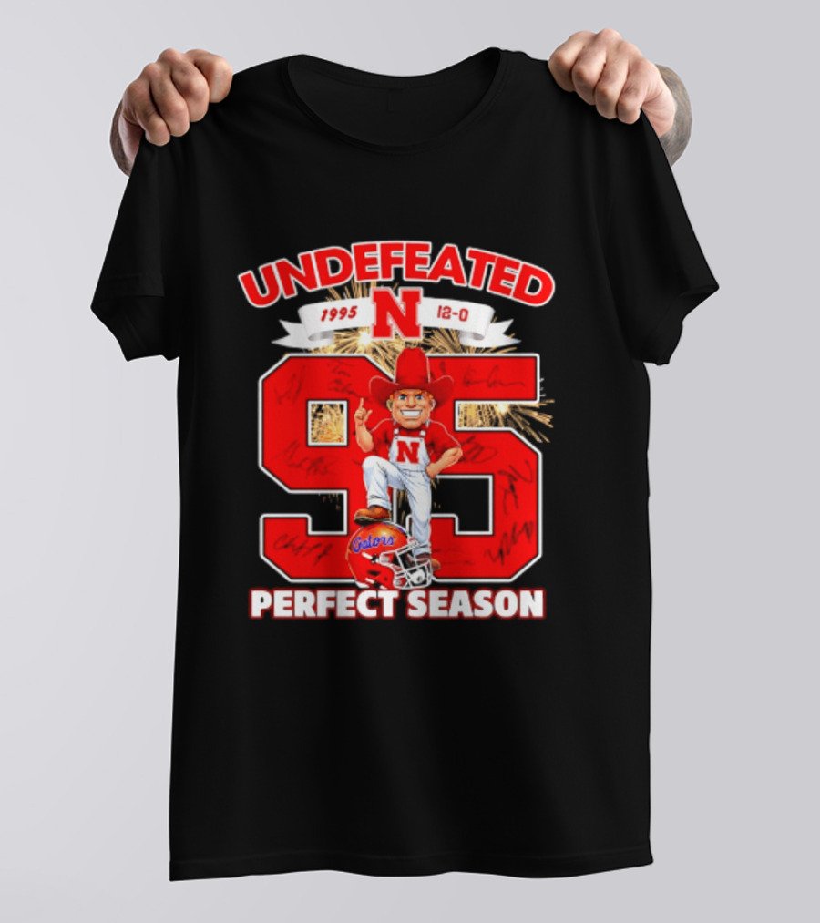 Nebraska Cornhuskers Undefeated 1995 Perfect Season 12 0 Gators 95 Football T-Shirt
