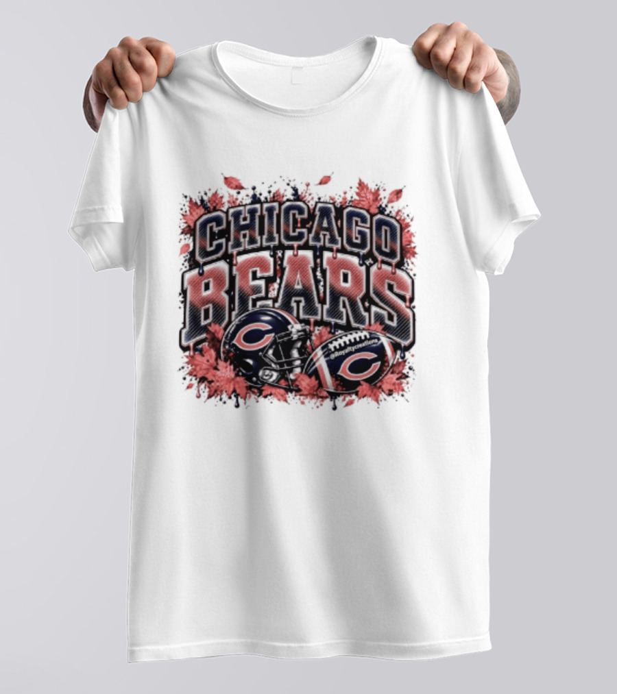 Chicago Bears Football Helmet Autumn Leaves Halloween 2026 T-Shirt