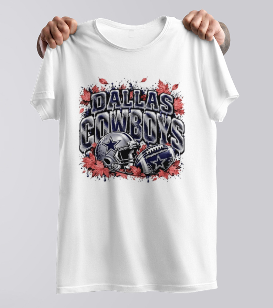 Dallas Cowboys Football Helmet Autumn Leaves Halloween 2026 T-Shirt