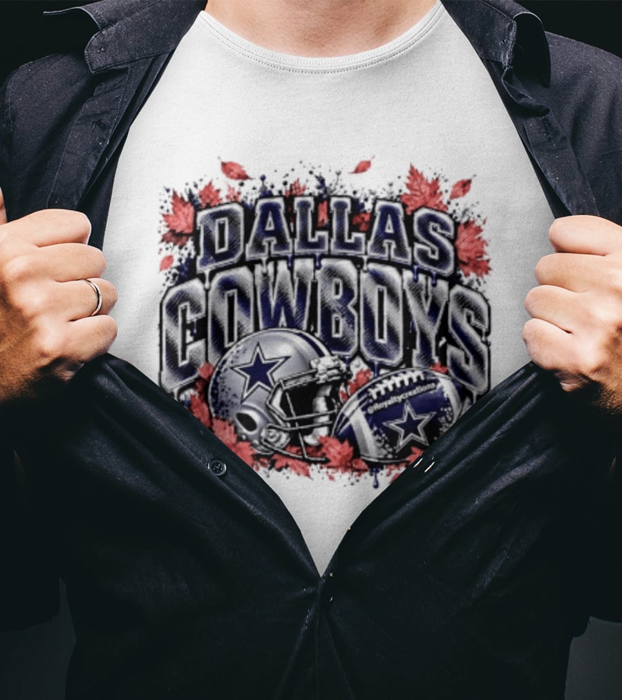 Dallas Cowboys Football Helmet Autumn Leaves Halloween 2026 T-Shirt