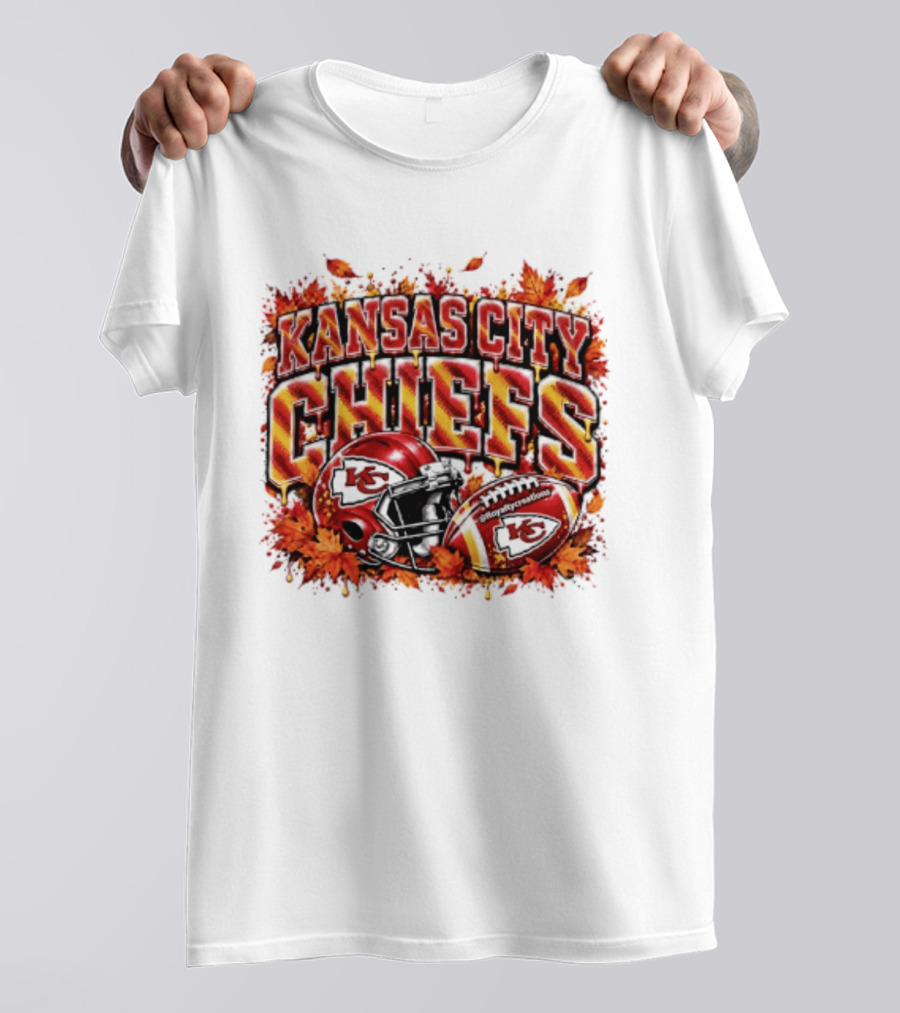 Kansas City Chiefs Football Helmet Autumn Leaves 2026 T-Shirt