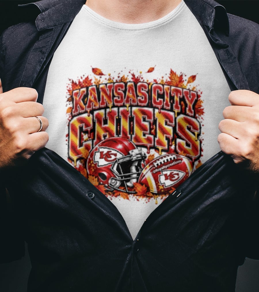 Kansas City Chiefs Football Helmet Autumn Leaves 2026 T-Shirt
