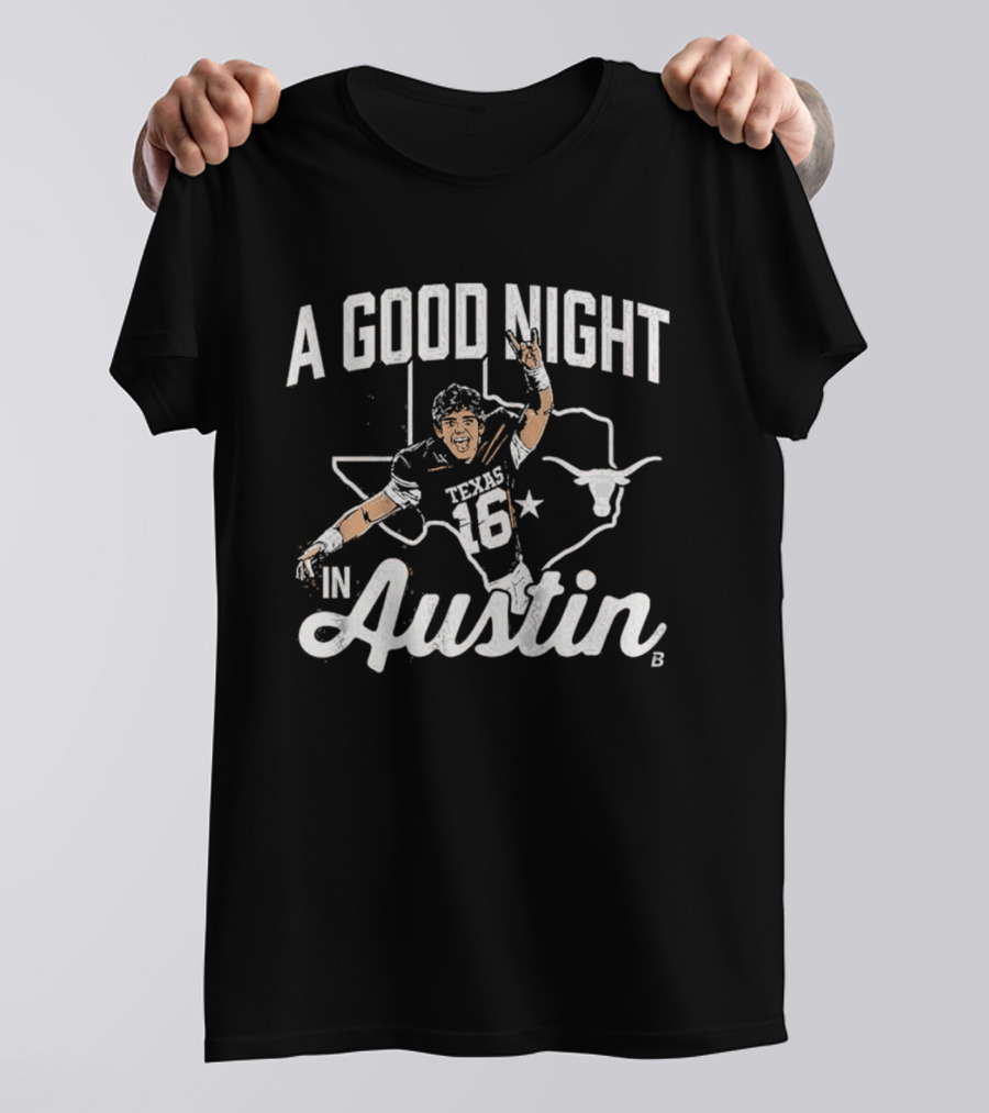 Texas Longhorns A Good Night In Austin Football Number 16 T-Shirt