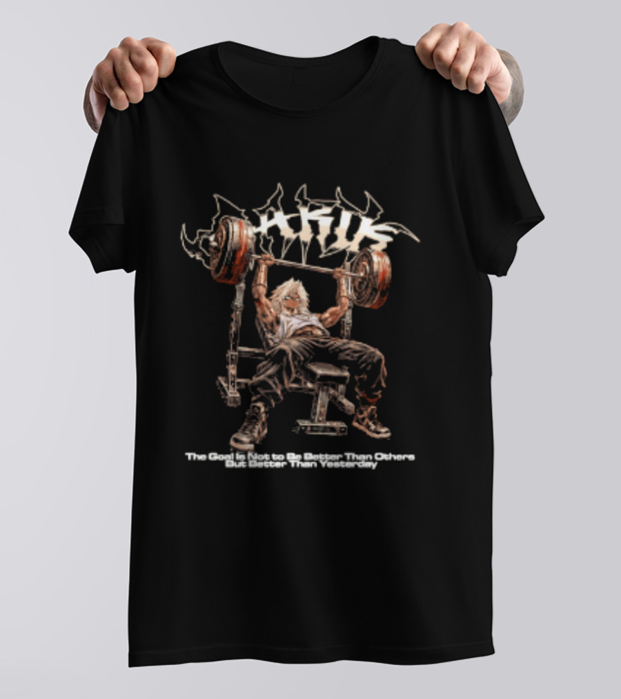 Yami Marik Yu Gi Oh The Goal Is Not To Be Better Than Others But Better Than Yesterday Anime Bench Press Scene T-Shirt