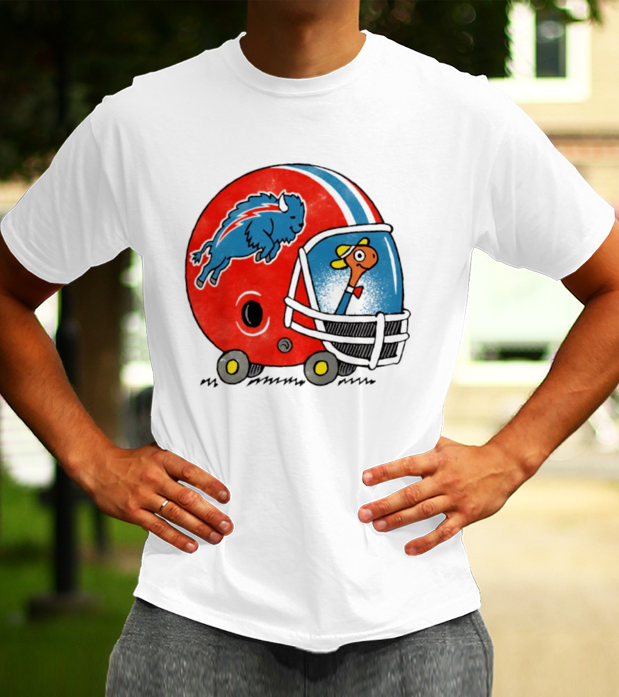 Lowly Worm Wearing Buffalo Bills Football Helmet With Buffalo T-Shirt