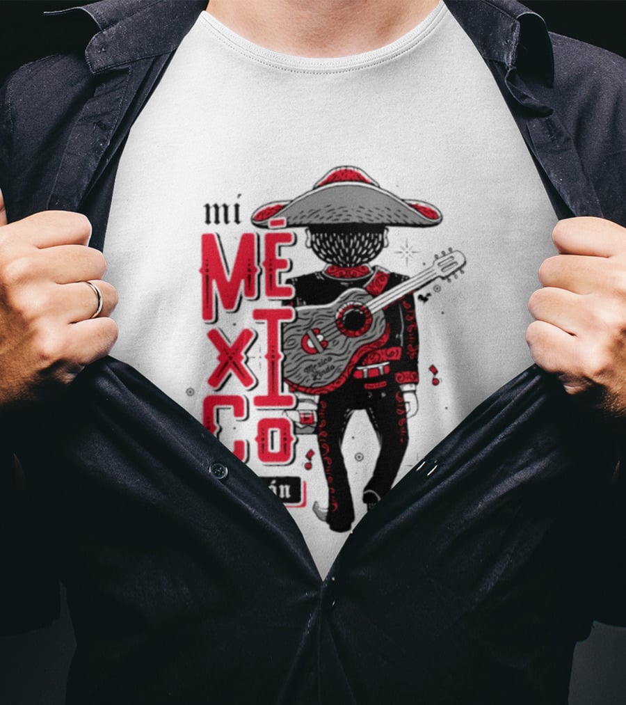Mi Mexico Chingon Mexico Lindo Pipiripau Brand Traditional Charro Guitar T-Shirt