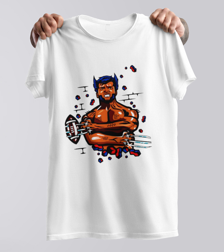 Marvel Wolverine Football Caricature Bold Comic T-Shirt