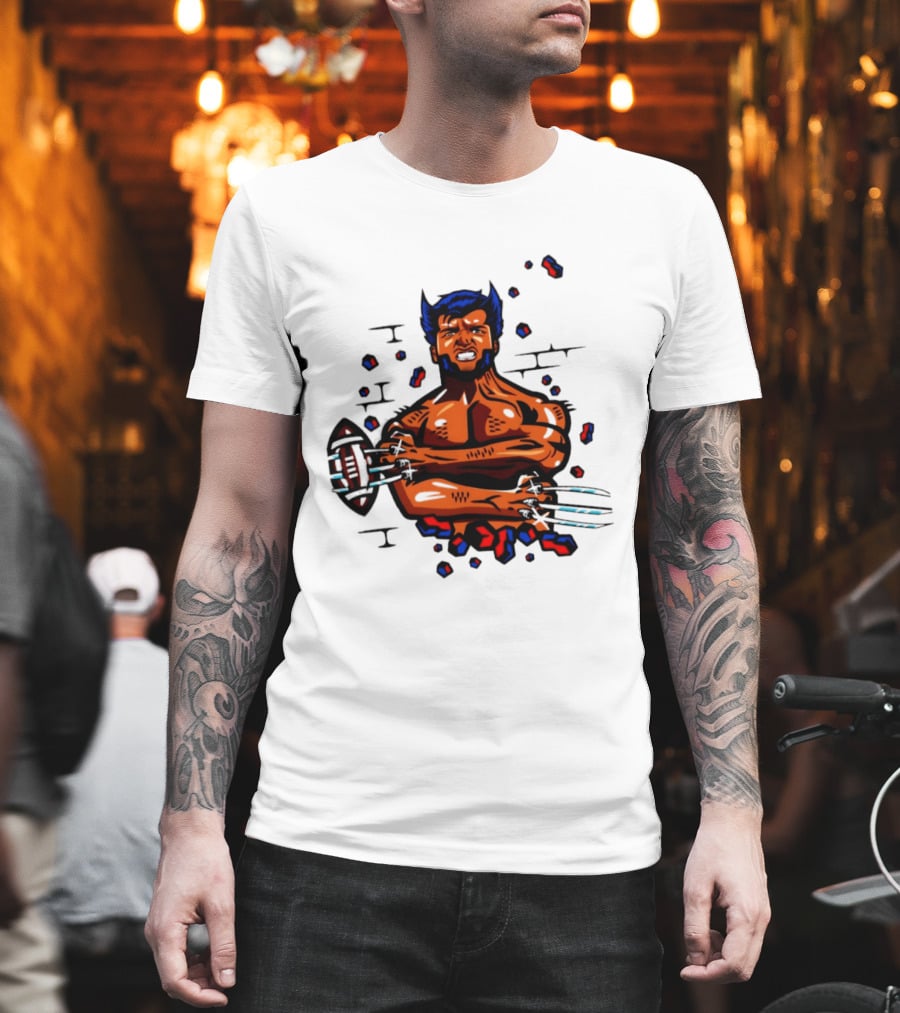 Marvel Wolverine Football Caricature Bold Comic T-Shirt