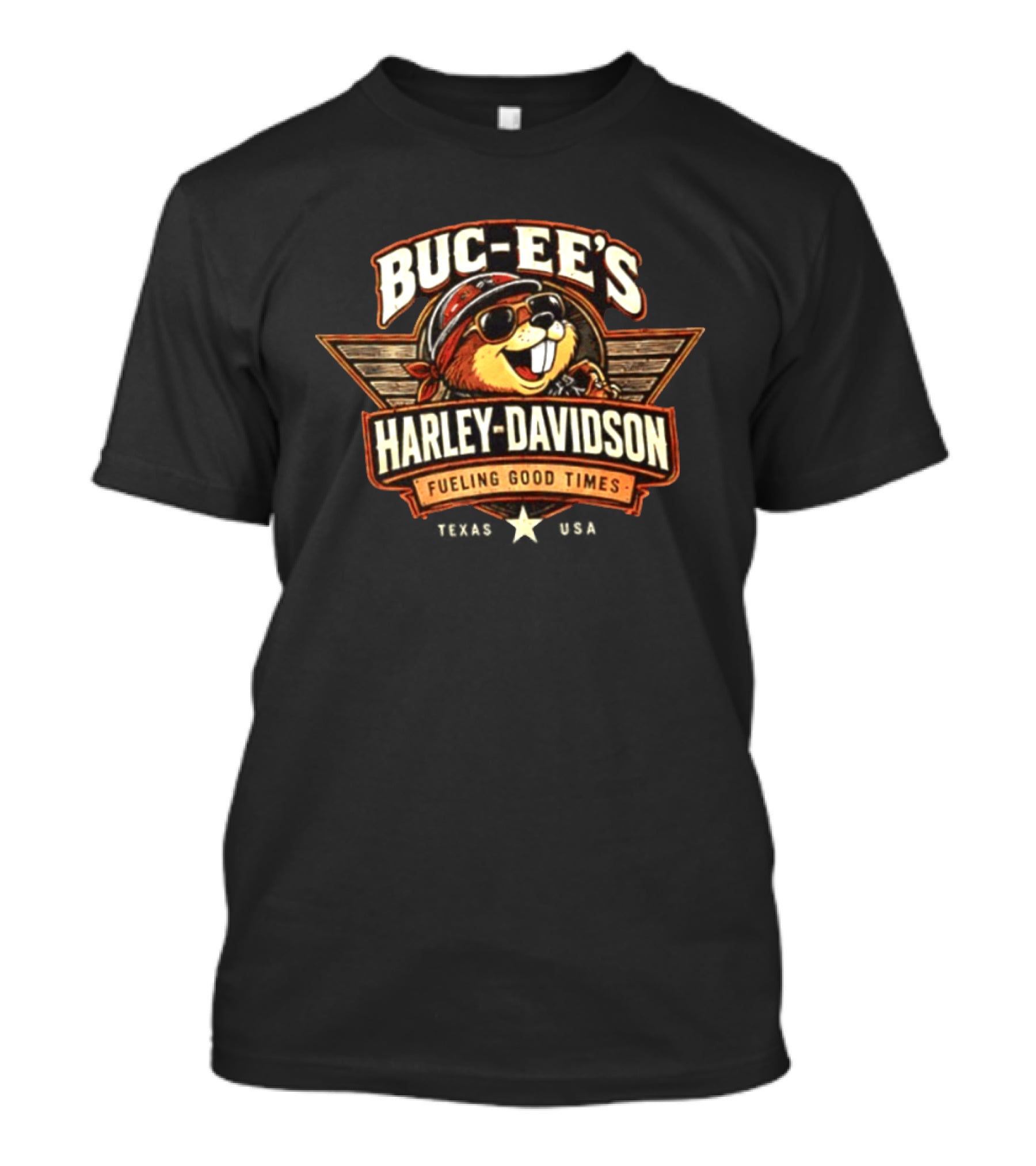 Buc Ee's Harley Davidson Fueling Good Times Texas Beavers Ride Further Great Roads T-Shirt