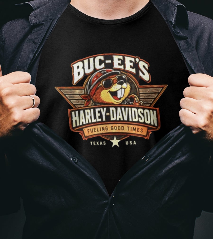 Buc Ee's Harley Davidson Fueling Good Times Texas Beavers Ride Further Great Roads T-Shirt