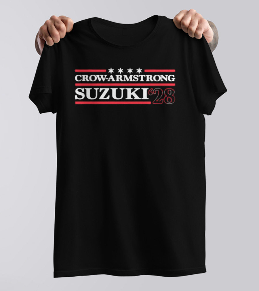 Crow Armstrong Suzuki 28 Stars And Stripes Chicago Cubs T-Shirt