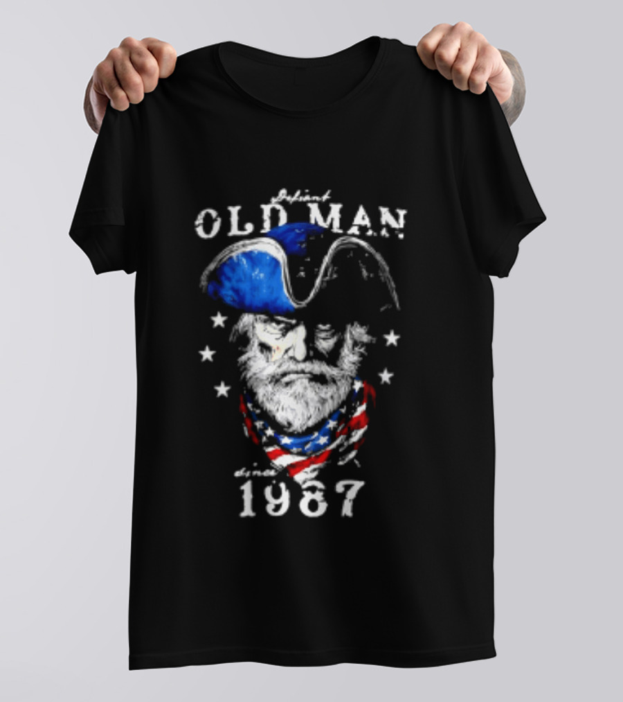 Old Man 1987 Patriotic Eagle And Stars T-Shirt
