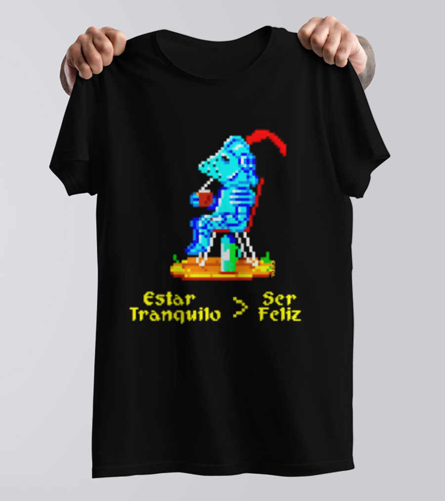 Estar Tranquilo Ser Feliz Pixel Knight Retro Gaming Aesthetic T-Shirt