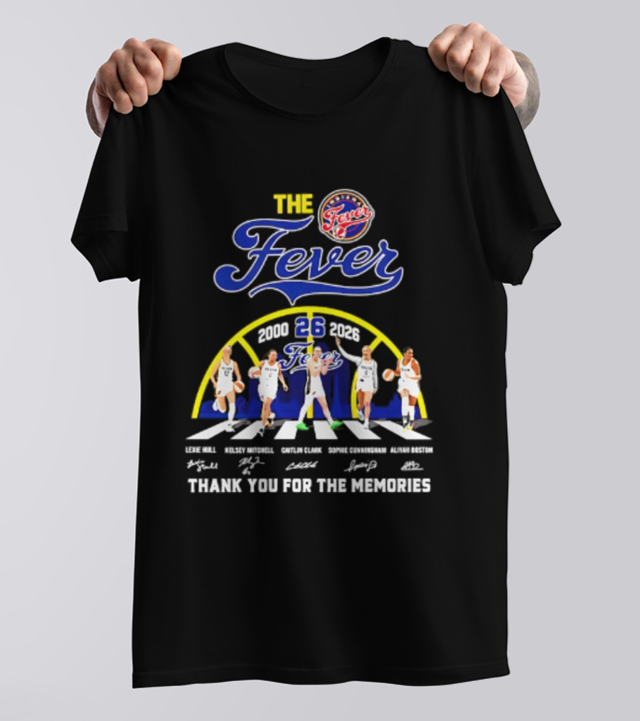 Indiana Fever 2000 2026 Thank You For The Memories Abbey Road Larkins Wheeler Vivians Robinson Mccowan Signatures T-Shirt