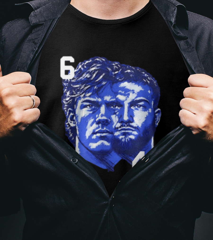 Jaxson Dart Cam Skattebo 6 44 New York Giants Face Morph Sports Fan T-Shirt
