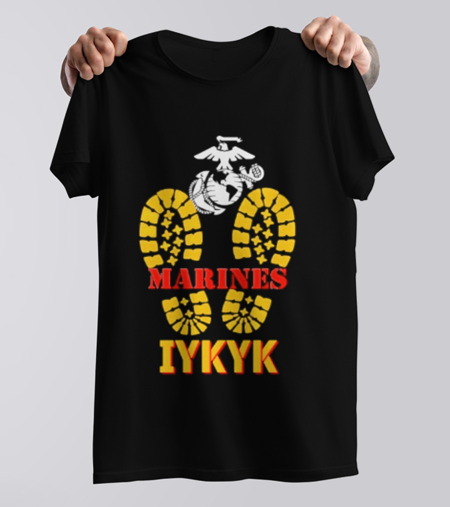 Marines IYKYK USMC Eagle Globe Anchor Boot Print T-Shirt