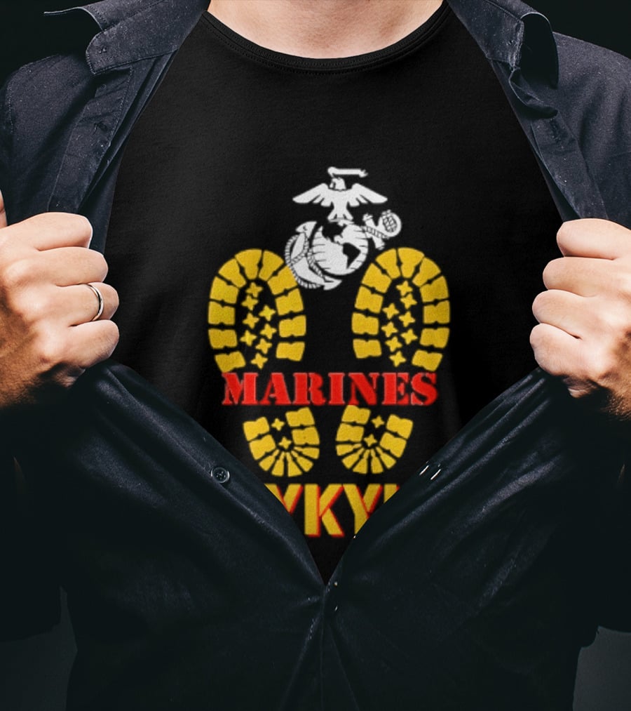 Marines IYKYK USMC Eagle Globe Anchor Boot Print T-Shirt