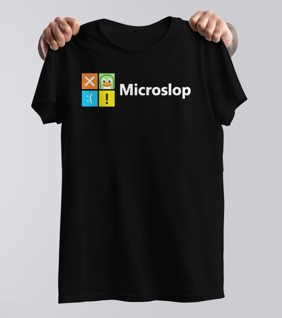 Microslop Parody Tech Developer Icons Linux Microsoft Windows T-Shirt
