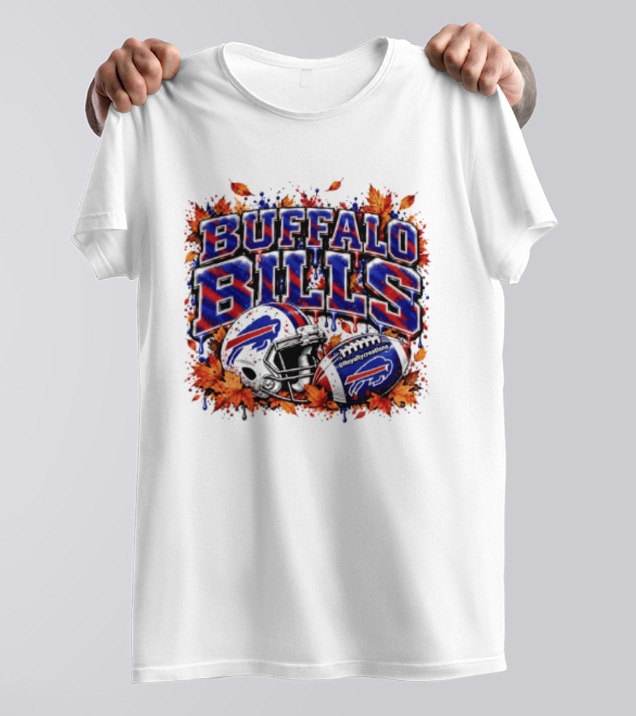 Buffalo Bills Helmet Fall Leaves Football Spirit T-Shirt