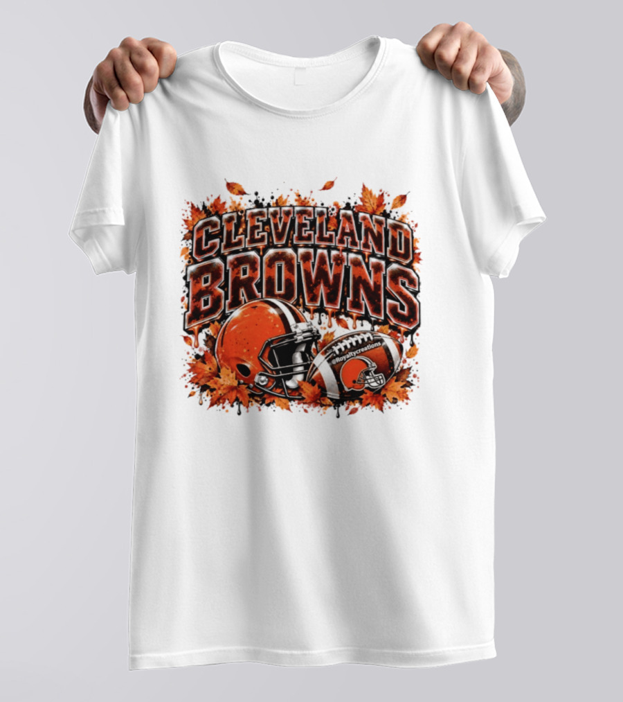 Cleveland Browns Football Helmet Autumn Leaves Halloween 2026 T-Shirt