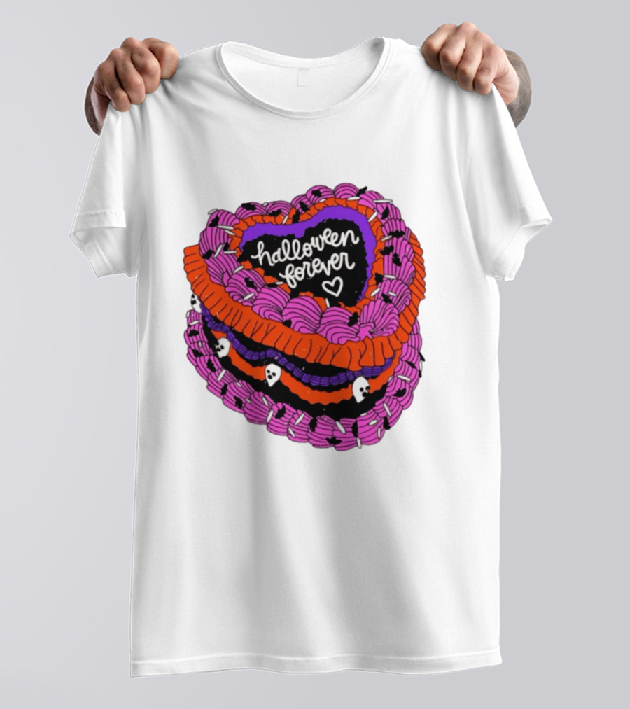 Halloween Forever Heart Cake Spooky Goth Aesthetic Skeleton Decor T-Shirt