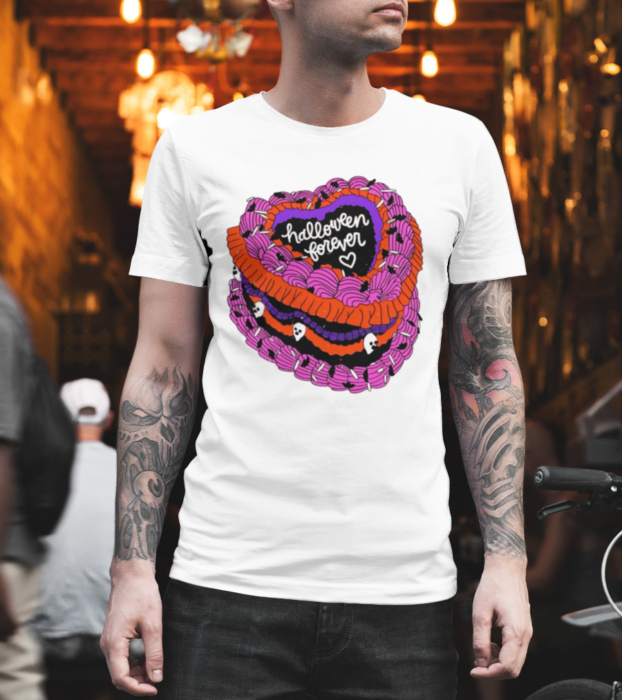 Halloween Forever Heart Cake Spooky Goth Aesthetic Skeleton Decor T-Shirt