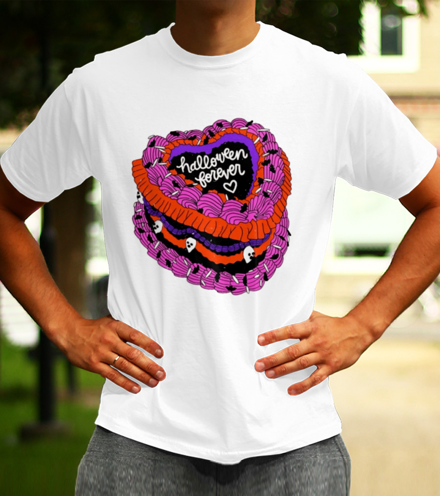 Halloween Forever Heart Cake Spooky Goth Aesthetic Skeleton Decor T-Shirt