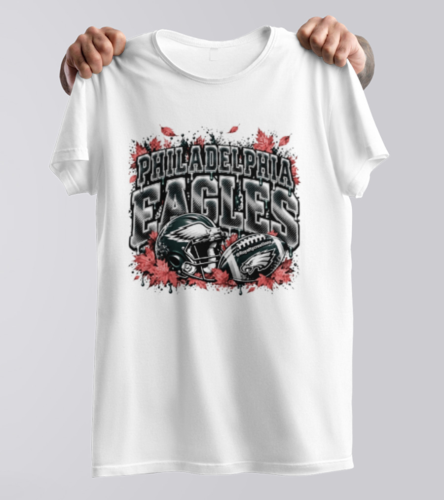 Philadelphia Eagles Football Helmet Autumn Leaves Halloween 2026 T-Shirt