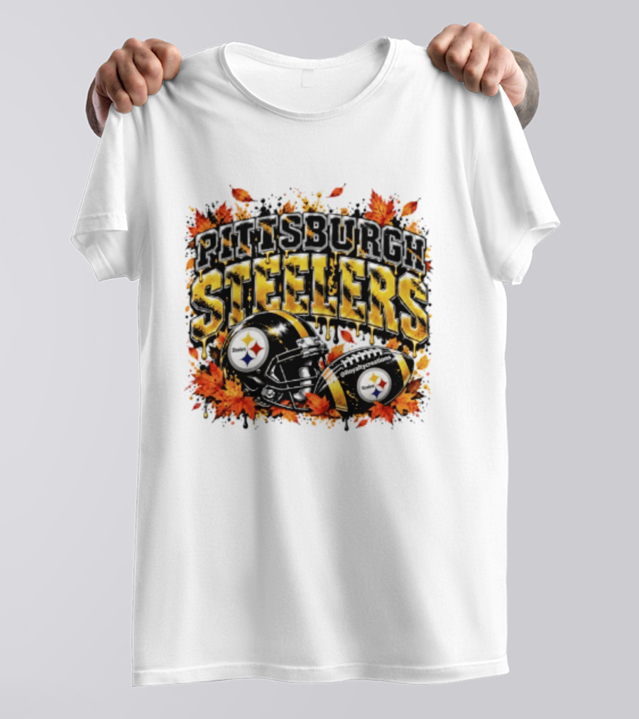 Pittsburgh Steelers Football Helmets Autumn Leaves Halloween 2026 T-Shirt
