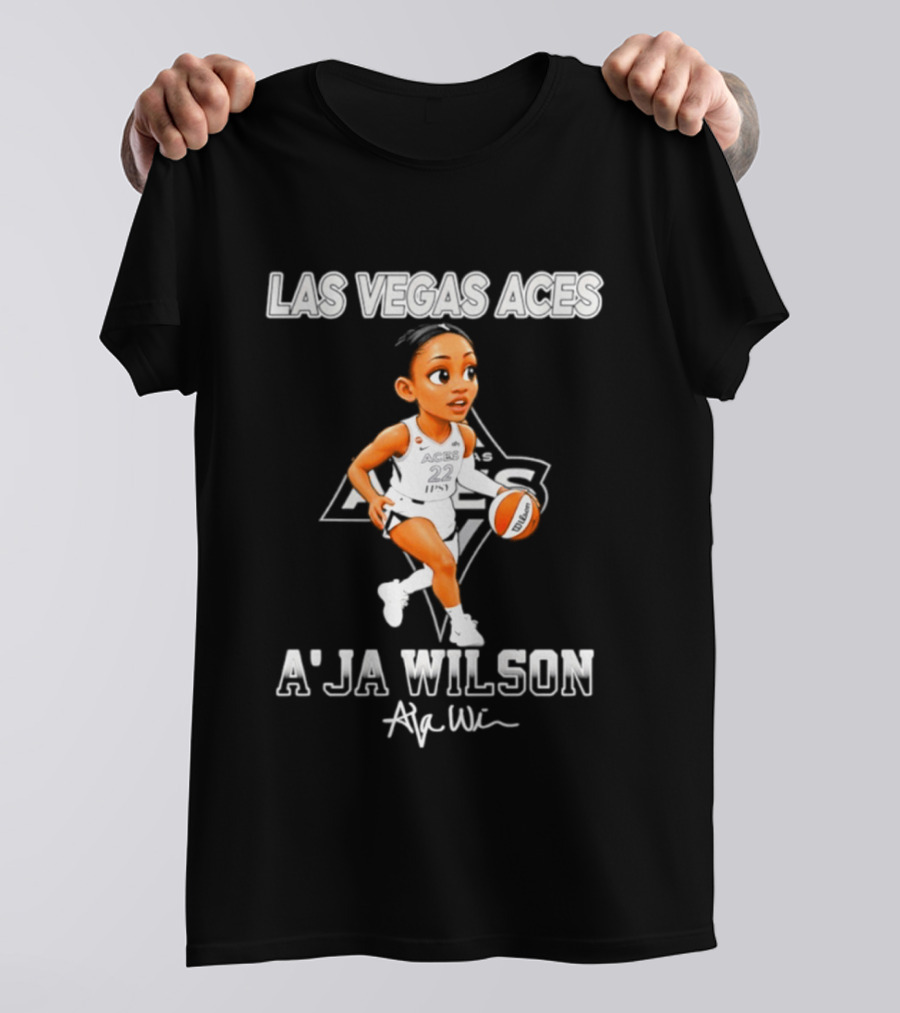 Las Vegas Aces A'ja Wilson Cartoon Basketball Player WNBA T-Shirt