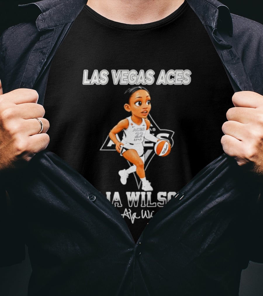 Las Vegas Aces A'ja Wilson Cartoon Basketball Player WNBA T-Shirt