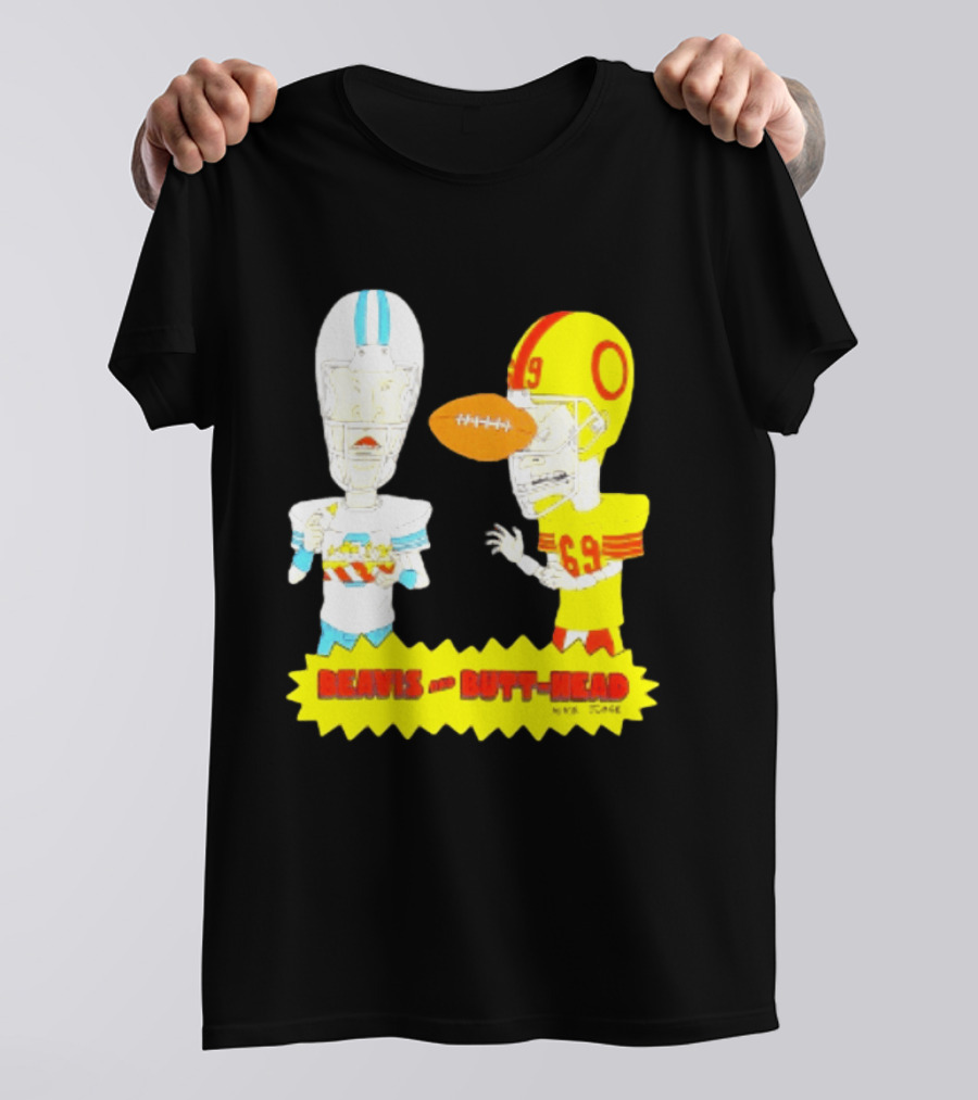 Beavis And Butt Head Football Parody Player Cartoons MTV Series 90s Humor T-Shirt