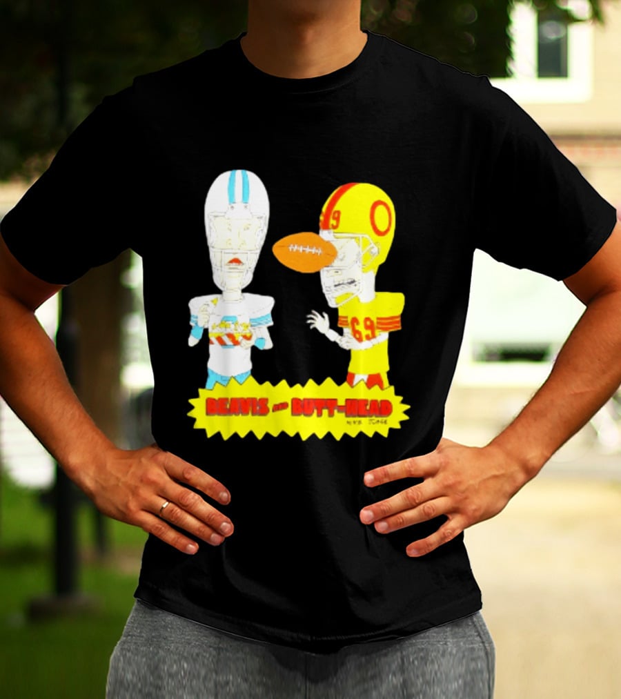 Beavis And Butt Head Football Parody Player Cartoons MTV Series 90s Humor T-Shirt