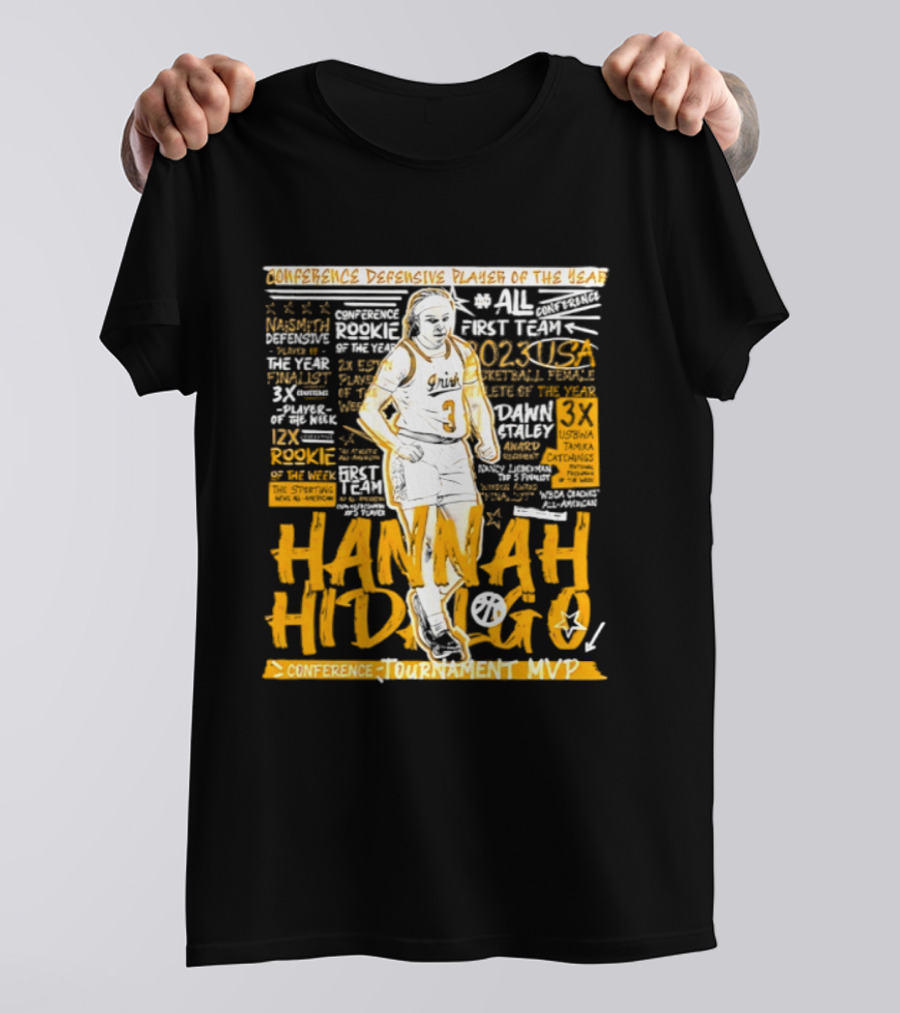 Hannah Hidalgo 2023 NCAA Conference Defensive Player Of The Year Tournament MVP Rookie Team Honors T-Shirt