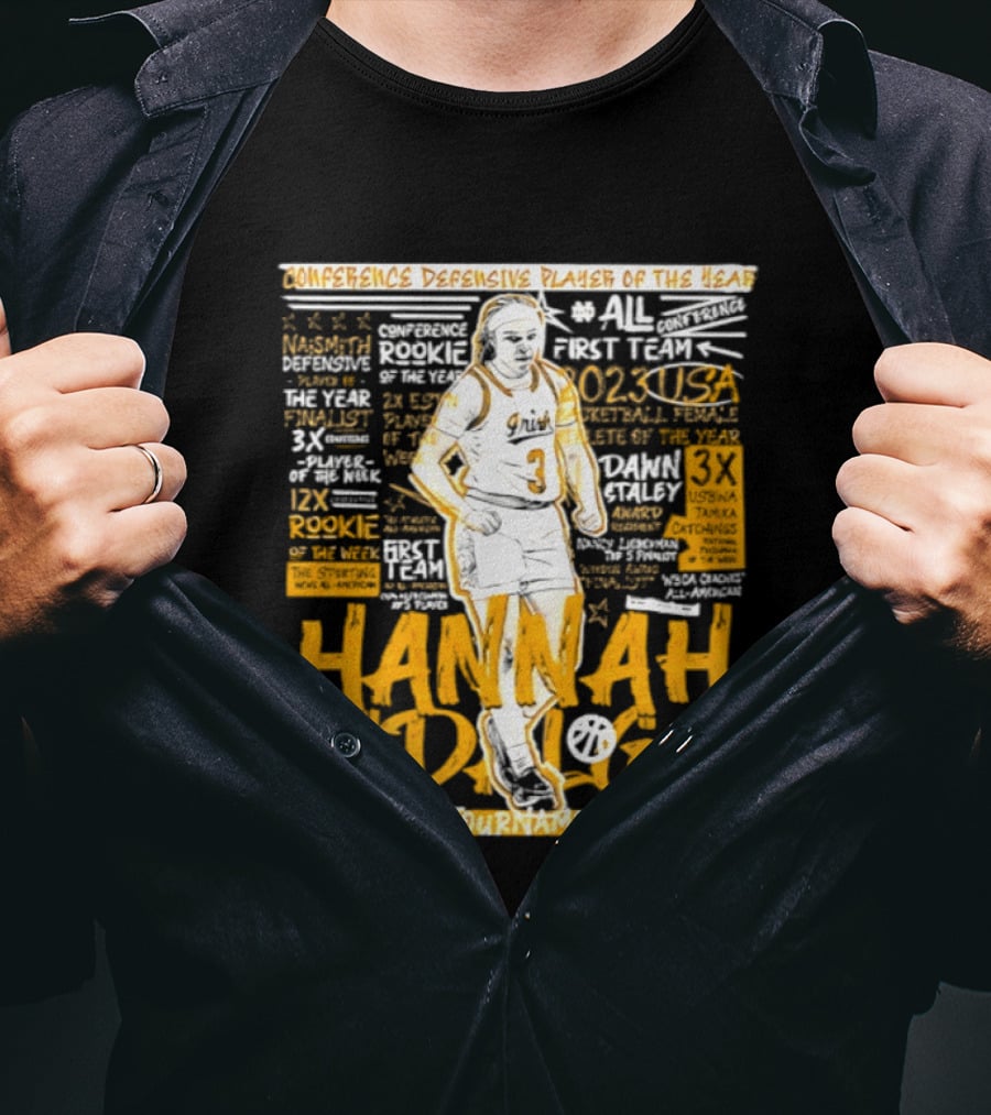 Hannah Hidalgo 2023 NCAA Conference Defensive Player Of The Year Tournament MVP Rookie Team Honors T-Shirt