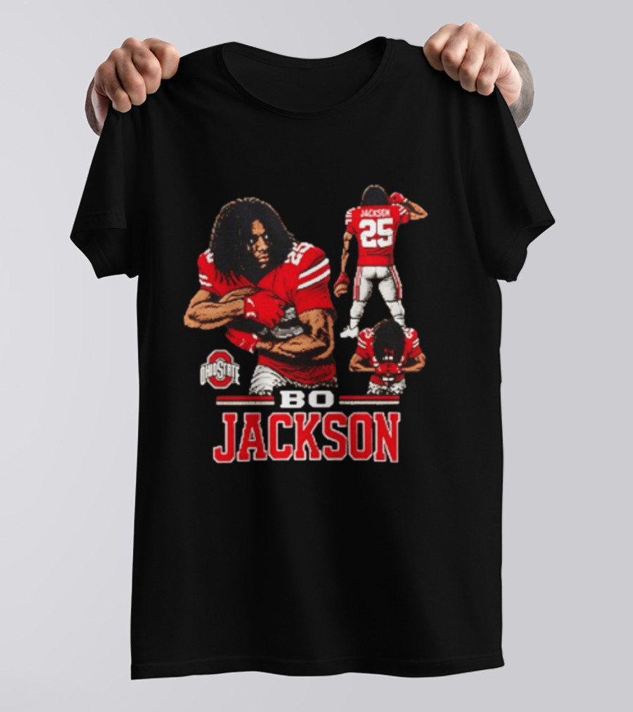 Ohio State Buckeyes Bo Jackson Football Player 25 Red Jersey T-Shirt