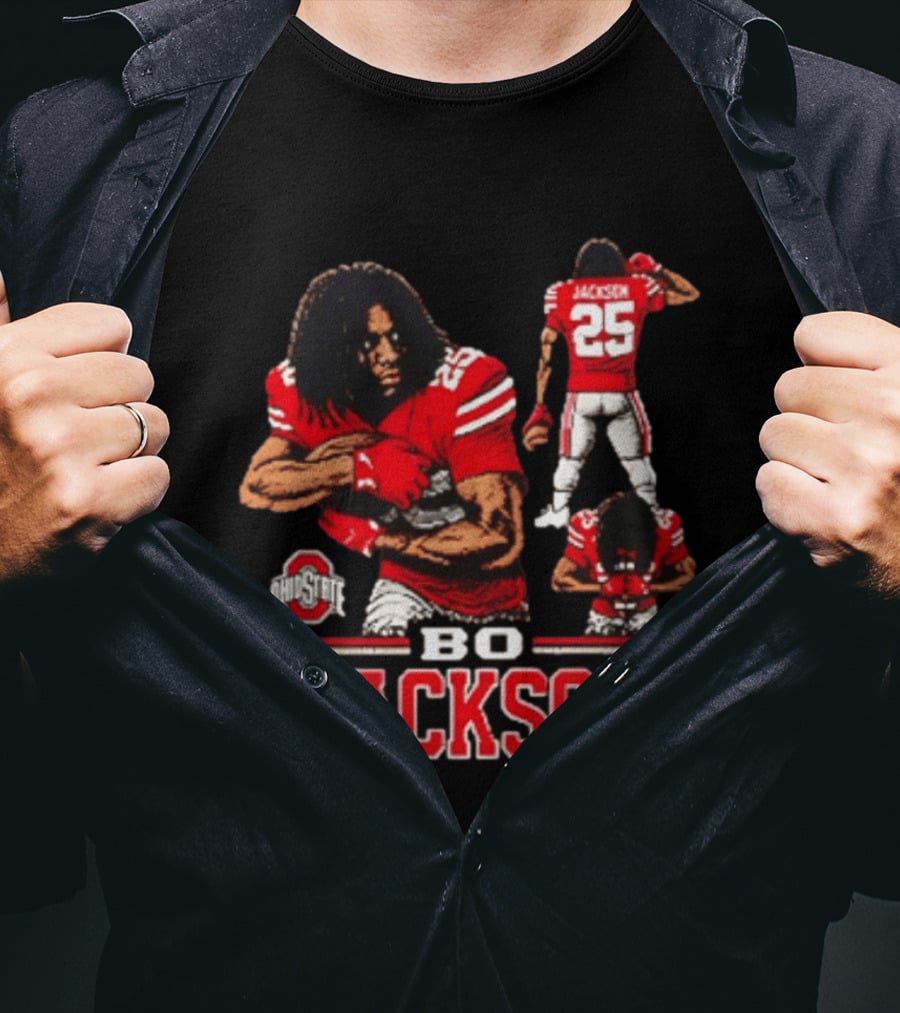 Ohio State Buckeyes Bo Jackson Football Player 25 Red Jersey T-Shirt